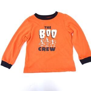Halloween Pajama Top 4T Unisex Boy Girl "Boo Crew" Long Sleeve, Orange Black